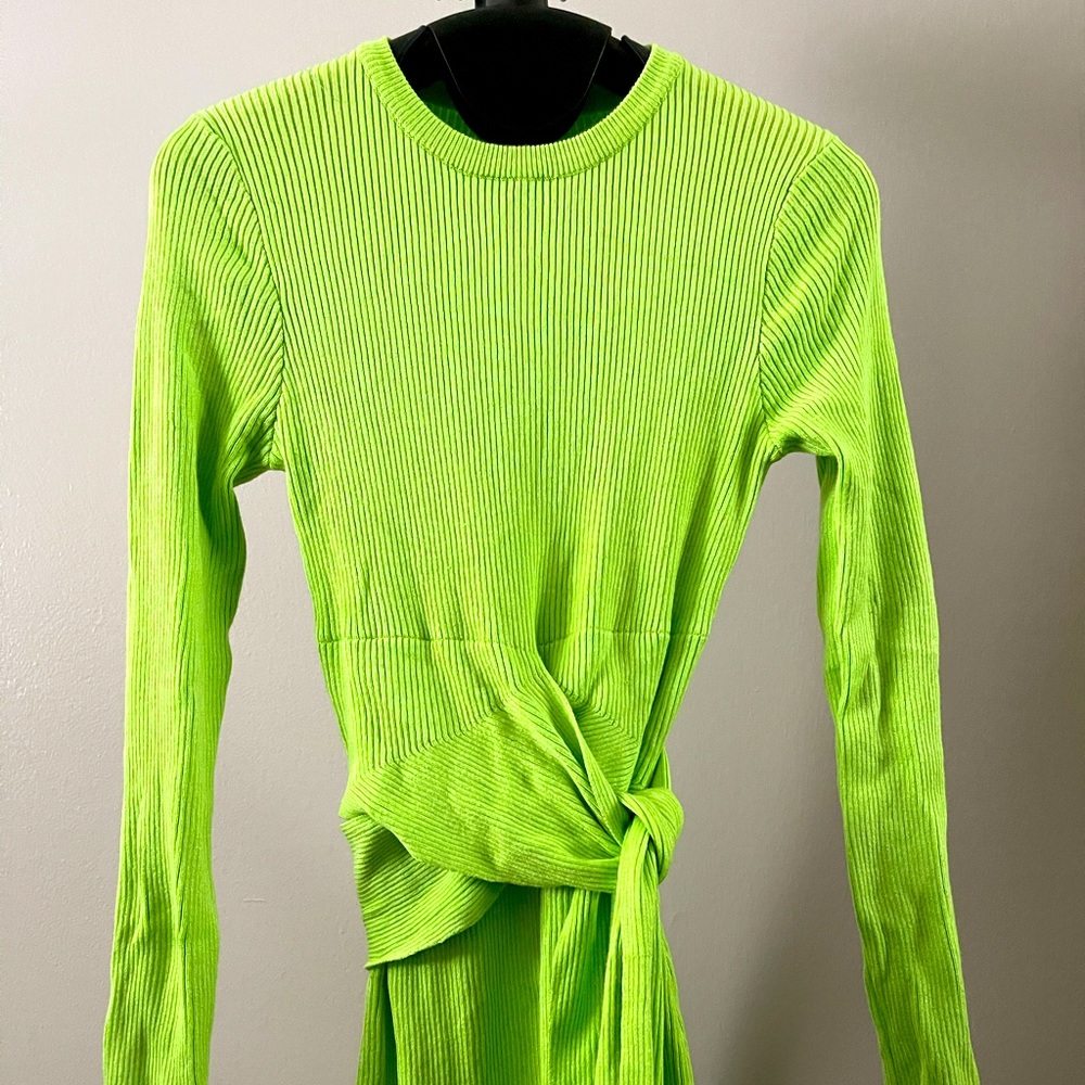 Lime Knitted Sweater Dress